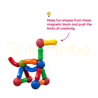Animal-inspired model built with colourful magnetic bars and ball connectors