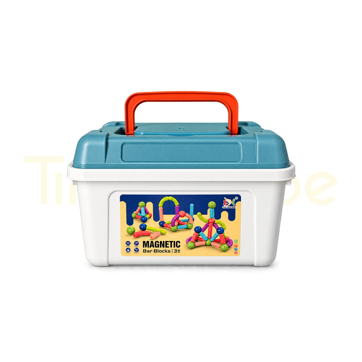 Magnetic bar blocks packed inside a handled storage case