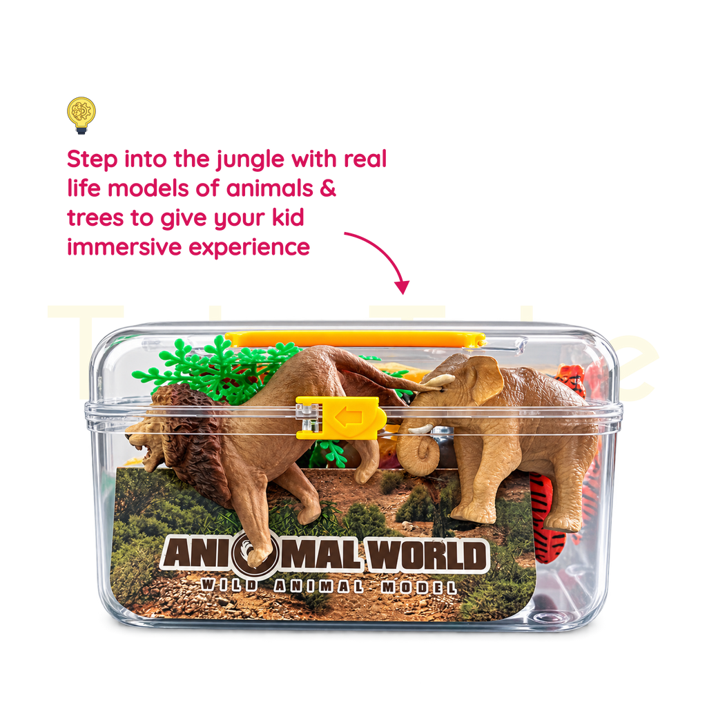 Animal World 22-piece wild animal learning set in clear storage case