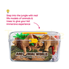 Animal World 22-piece wild animal learning set in clear storage case