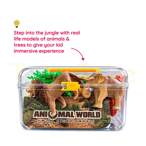Animal World 22-piece wild animal learning set in clear storage case