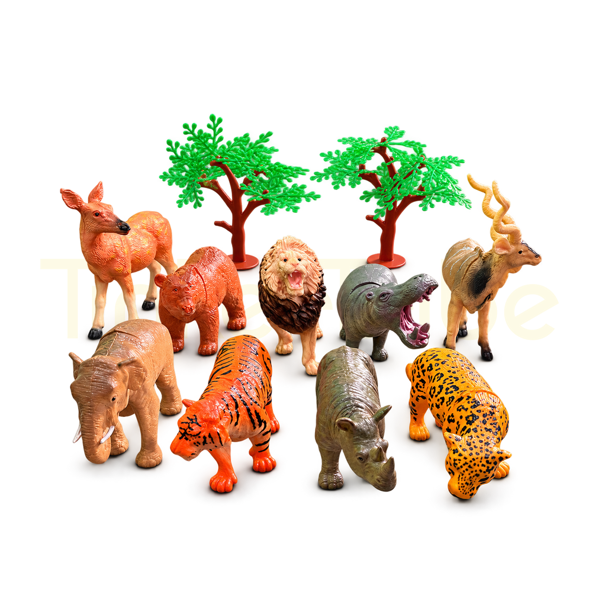 Animal World wild animal figures with trees for imaginative safari play