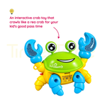 Moving crab toy showing its bright body and playful character