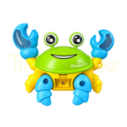 Colourful green crawling crab toy with raised blue claws