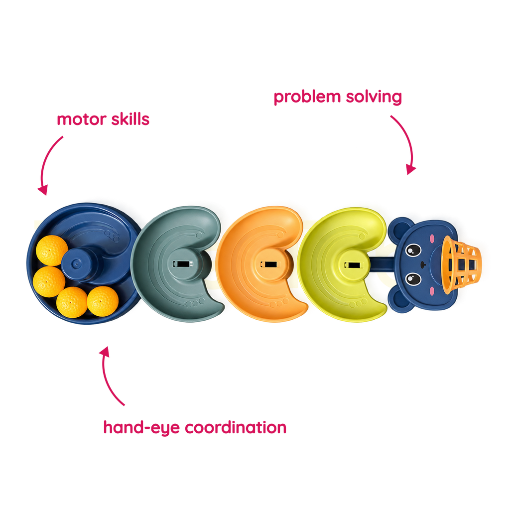 Dunk Shot Rotating Orbit toy supporting motor skills hand eye coordination and problem solving
