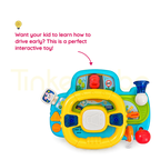 Interactive driving console with steering wheel and gear