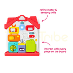 Kitchen busy board for motor skills and sensory play