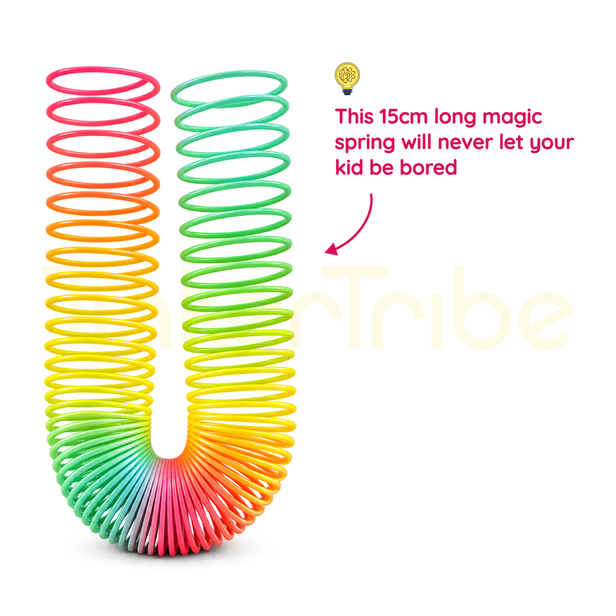 Colourful 15 cm Magic Spring extended for sensory stretch play