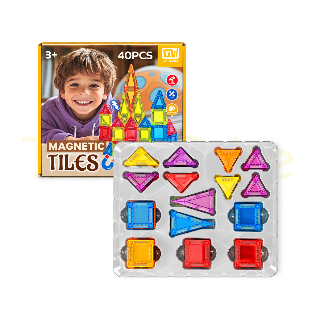 40-piece magnetic tiles STEM building set for children ages 3 and up