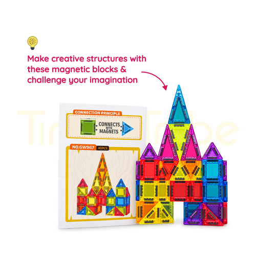 40-piece magnetic construction tiles for imaginative building play