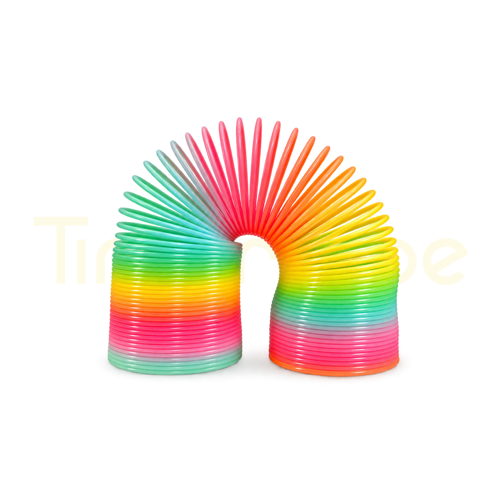 Rainbow Magic Spring flexible coil toy stretched into an arch