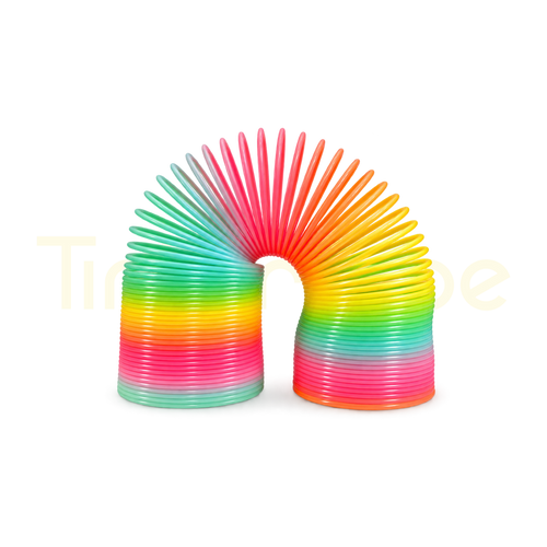 Rainbow Magic Spring flexible coil toy stretched into an arch