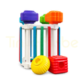 Rainbow shape game elastic band basket with colourful shape blocks