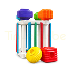 Rainbow shape game elastic band basket with colourful shape blocks