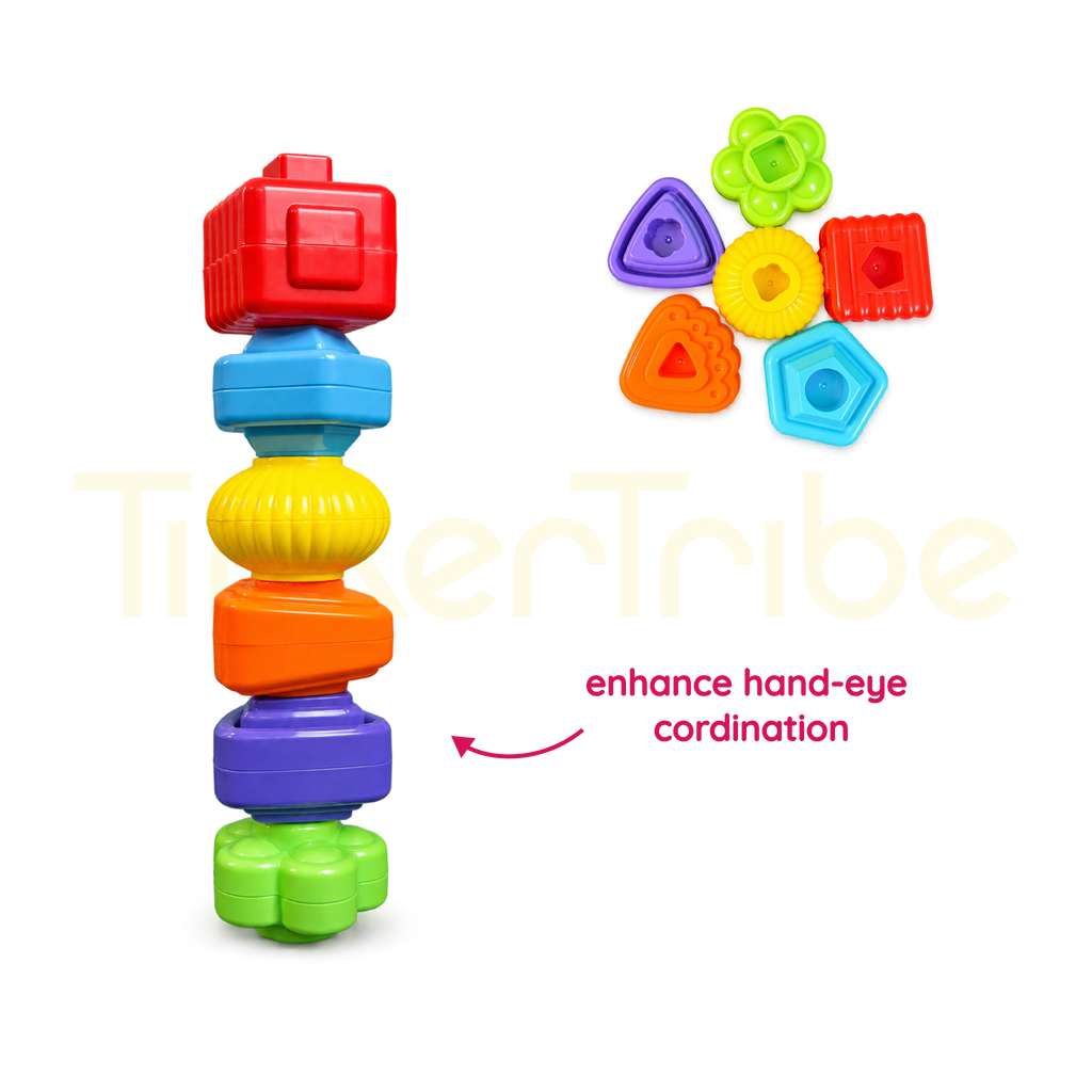 Six-piece rainbow shape game supporting hand-eye coordination