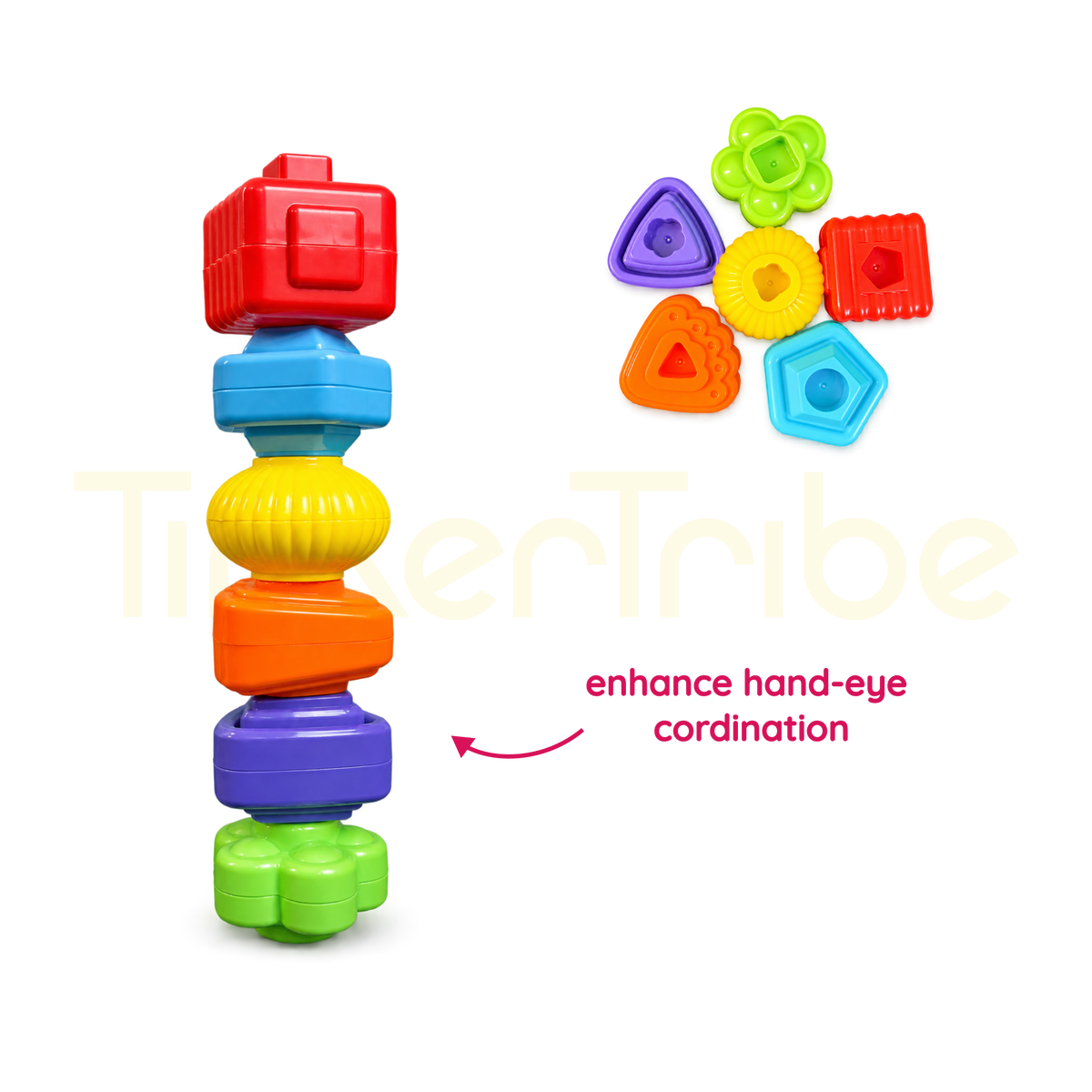 Six-piece rainbow shape game supporting hand-eye coordination