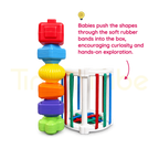 Toddler rainbow shape game for hands-on exploration through soft elastic bands