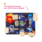 Space busy board with open doors revealing hidden illustrations