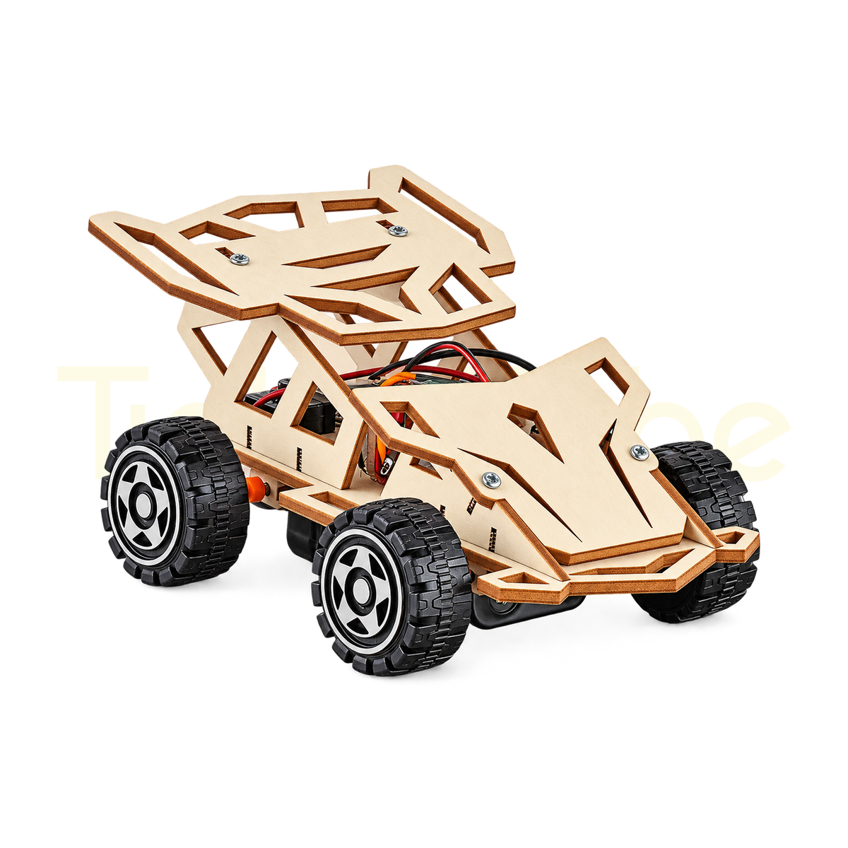Assembled STEM four-wheel-drive wooden racing car