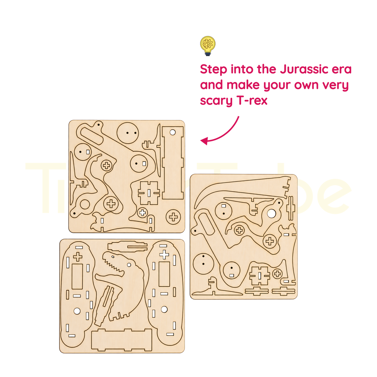 Laser-cut wooden pieces for the STEM Robot T-Rex kit