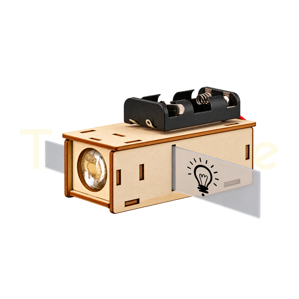 Assembled wooden STEM slide lamp projector with lenses and LED