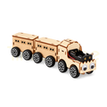 Assembled motorised wooden small train with locomotive and two carriages