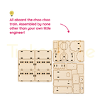 Laser-cut wooden locomotive and carriage parts for the STEM train kit