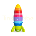Wooden rocket stacking puzzle with ten numbered blocks